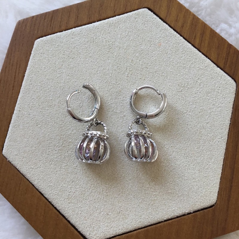 Sterling Silver Crystal Purse Earrings - Picture 5 of 5